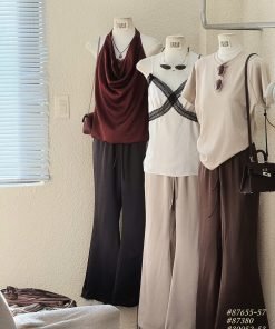 Quần lụa loe dây rút