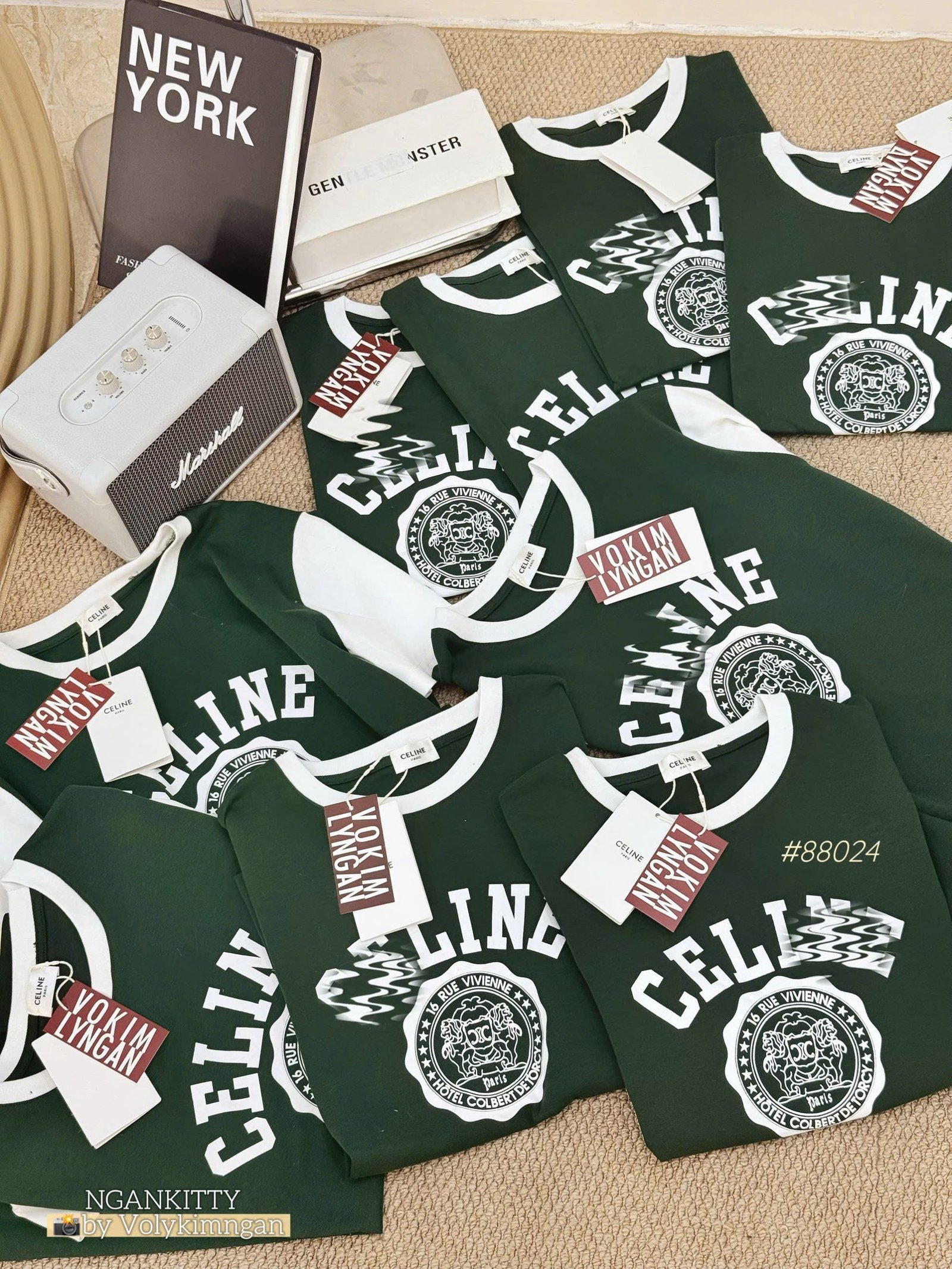 Áo Celine xanh lá tay trắng - Ảnh 4