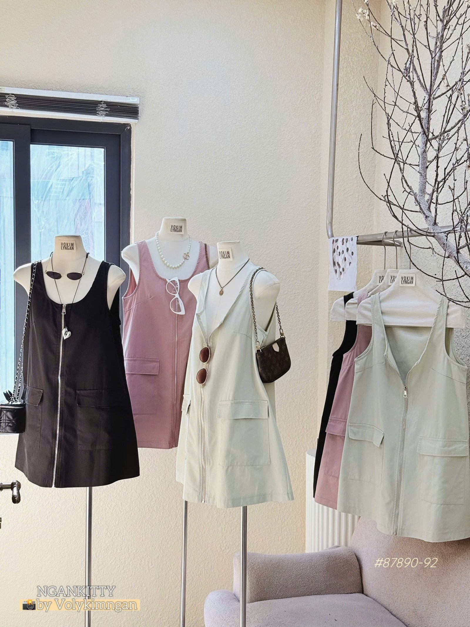 Đầm chữ A sn denim dây kéo