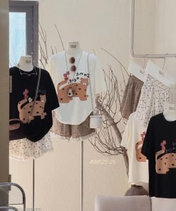 Set Mèo short hoa viền ren