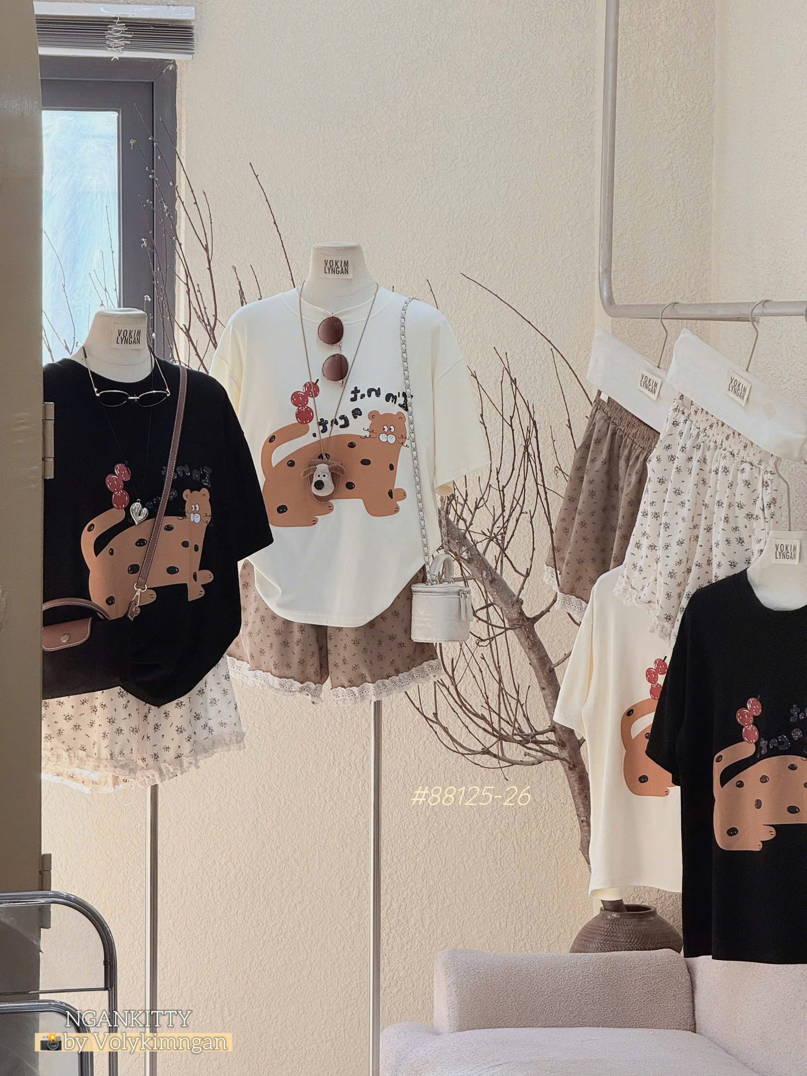 Set Mèo short hoa viền ren