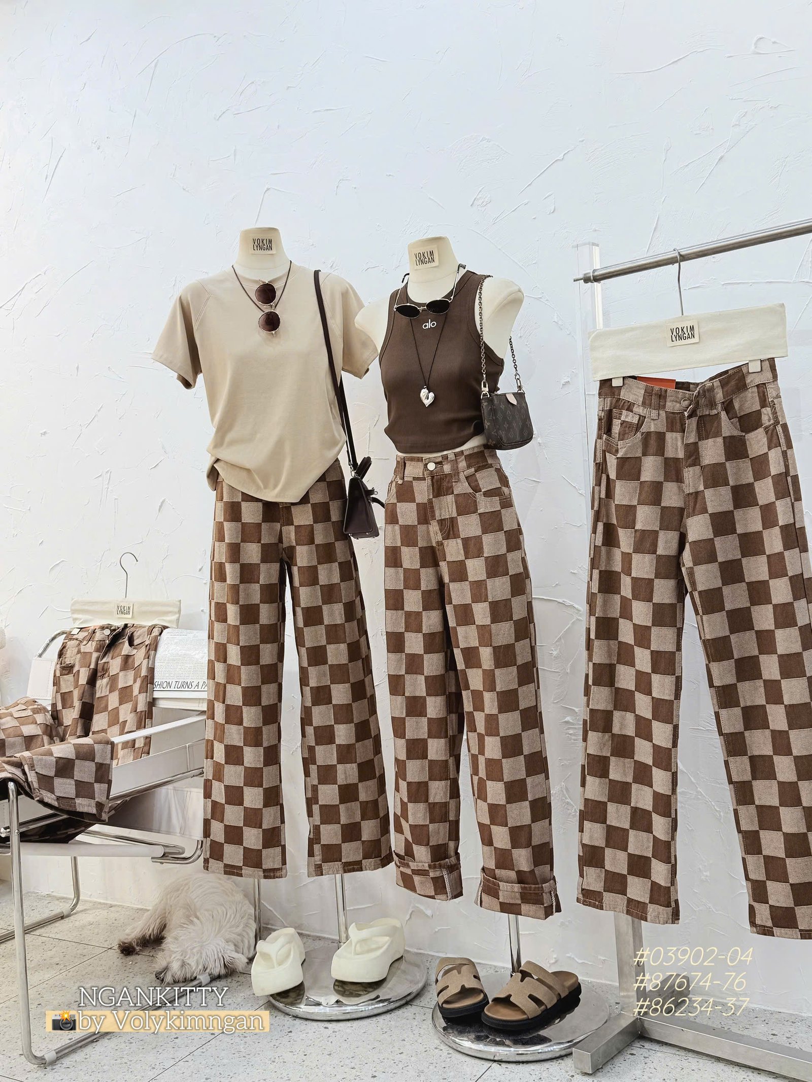 Quần suông caro nâu TL