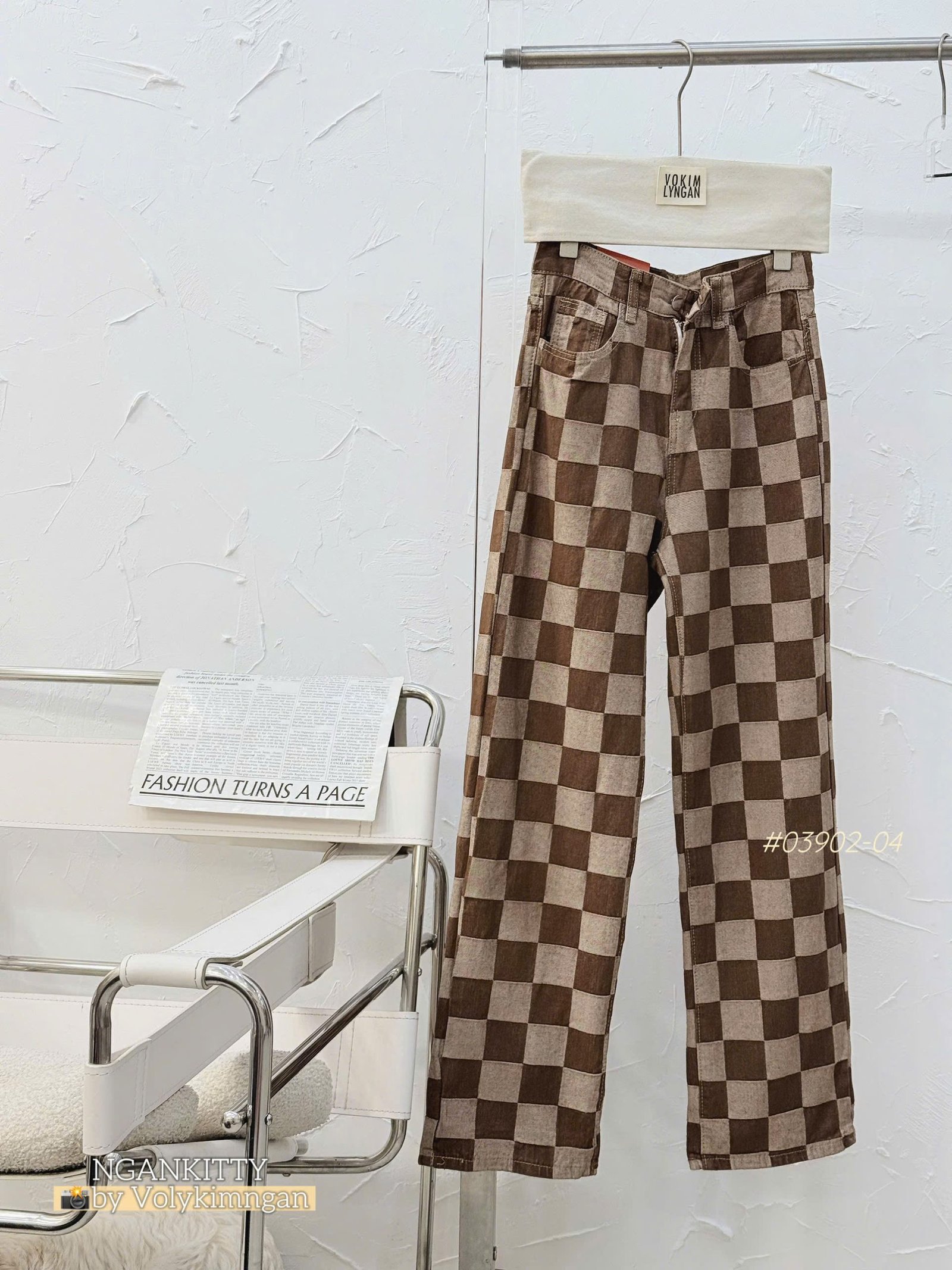 Quần suông caro nâu TL - Ảnh 6