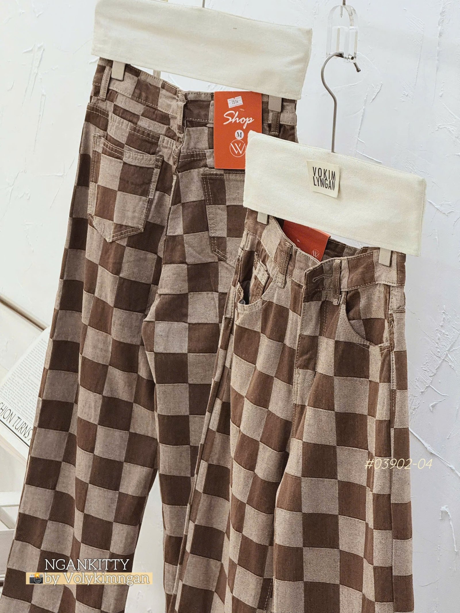 Quần suông caro nâu TL - Ảnh 7