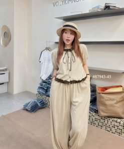 Set viền bèo chấm bi quần pom