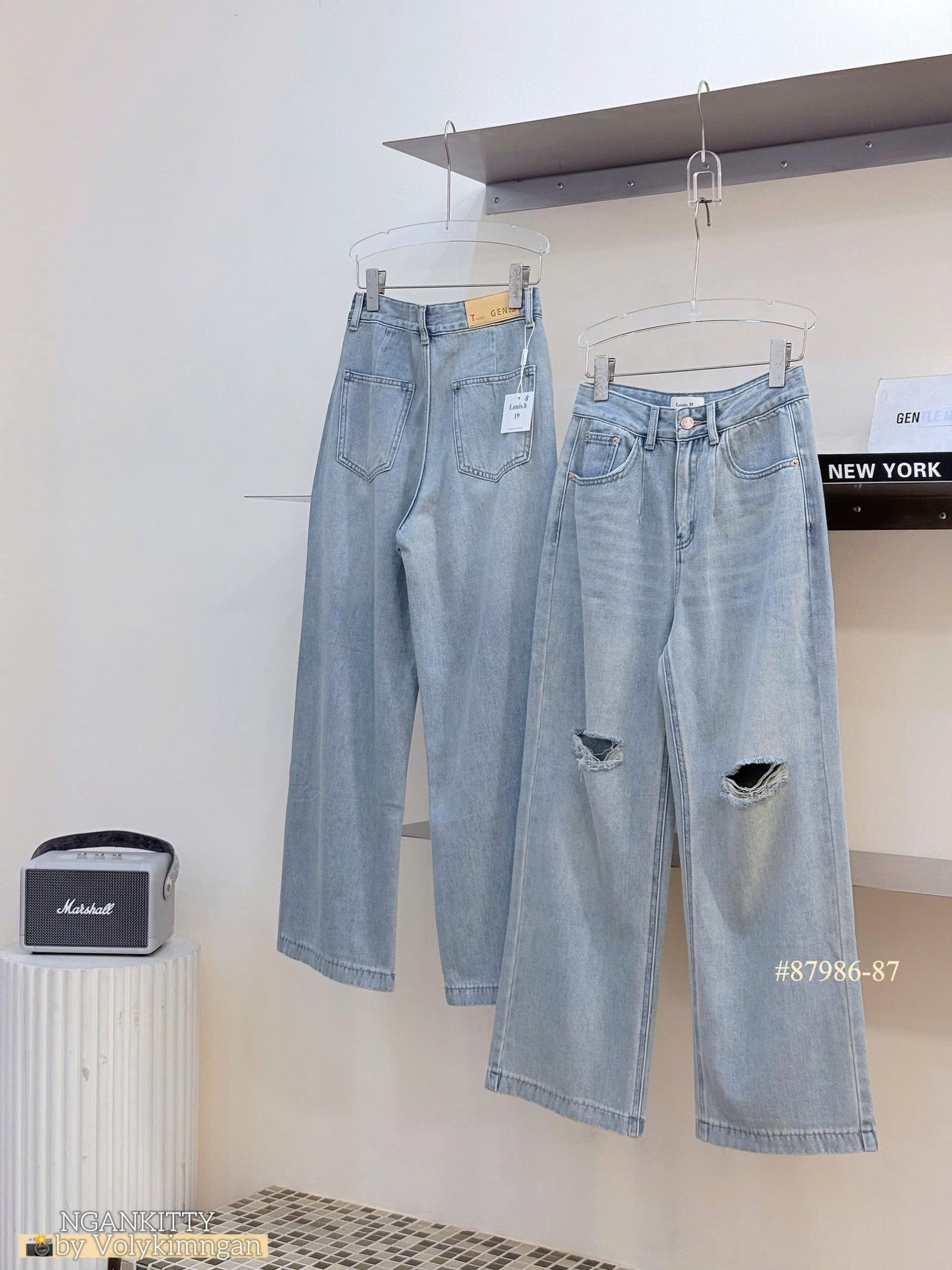 Quần jean suông rách 2 bên - Ảnh 10