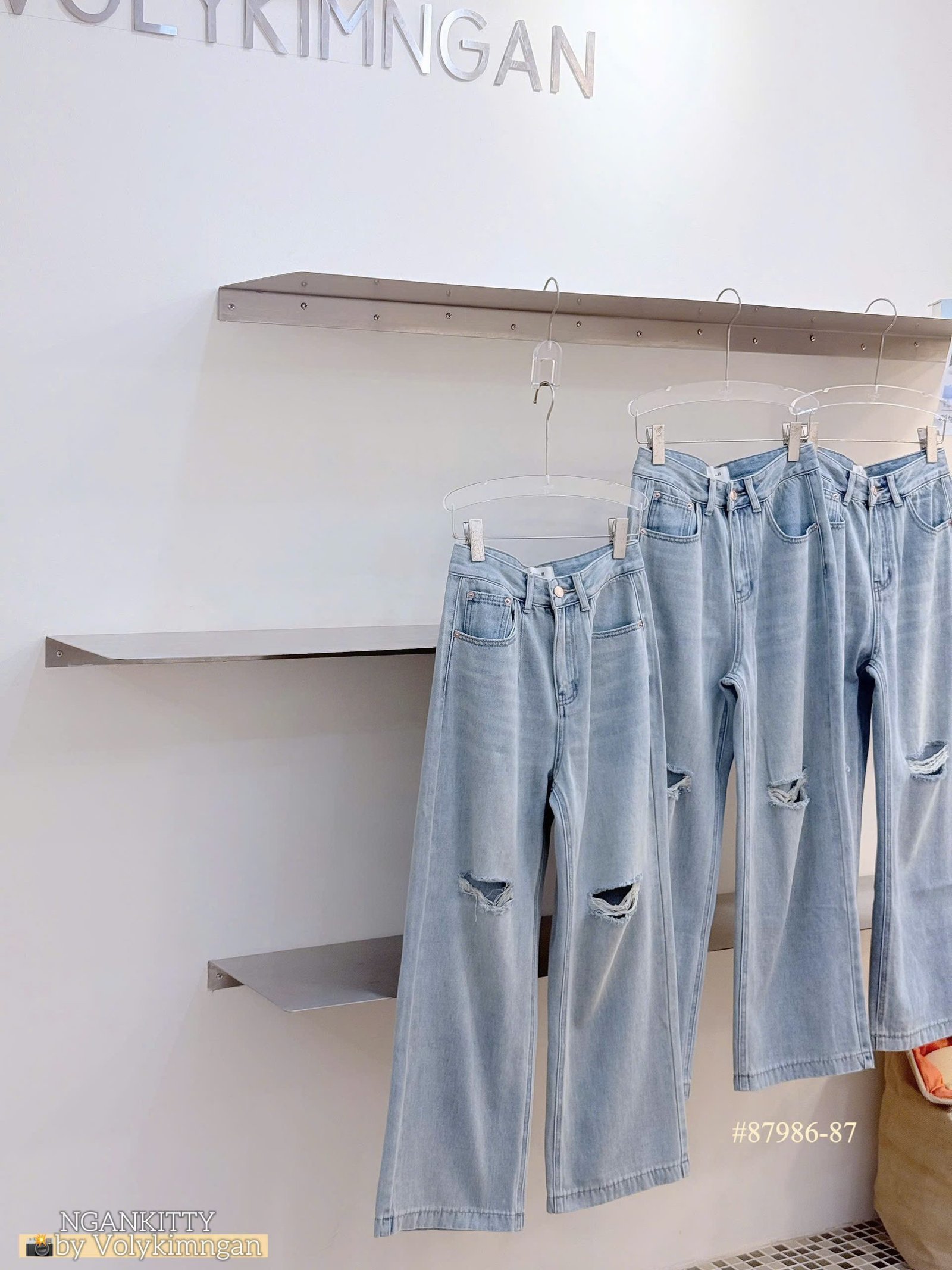 Quần jean suông rách 2 bên - Ảnh 9