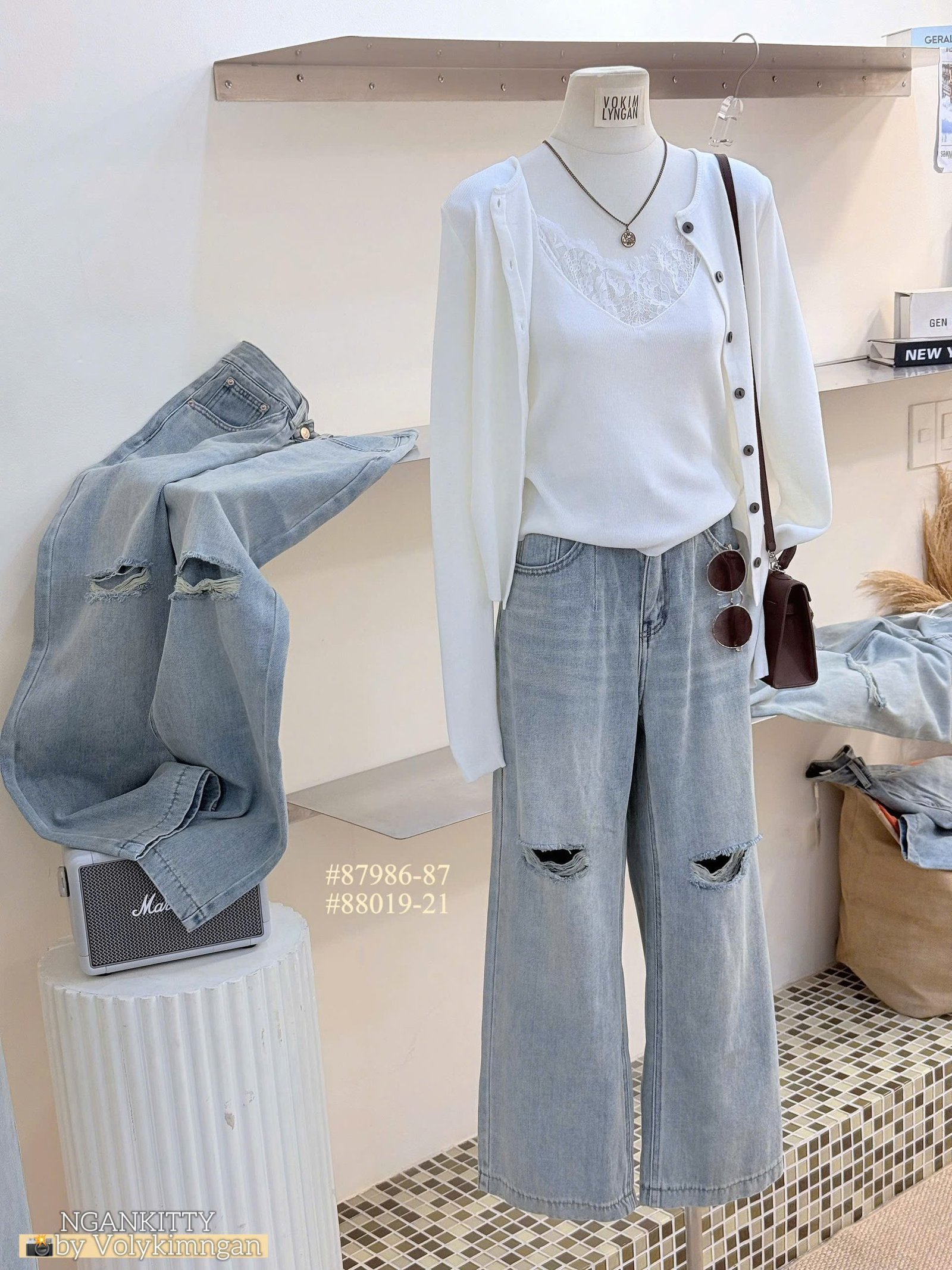 Quần jean suông rách 2 bên - Ảnh 7