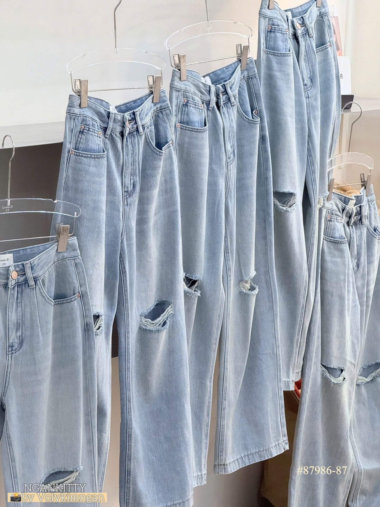 Quần jean suông rách 2 bên - Ảnh 6