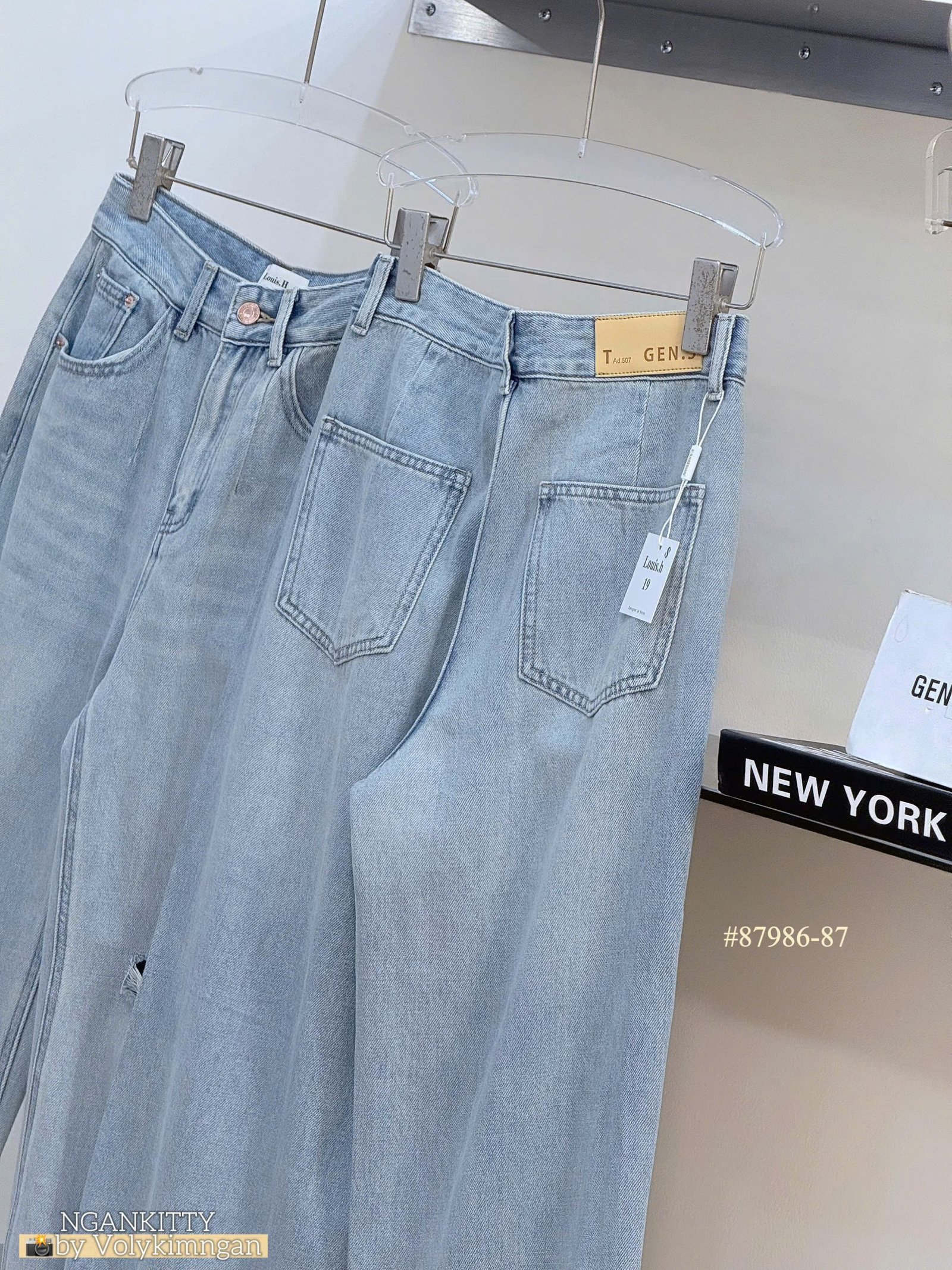 Quần jean suông rách 2 bên - Ảnh 5