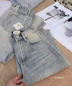 Alternative view of Quần jean baggy trơn sọc hông