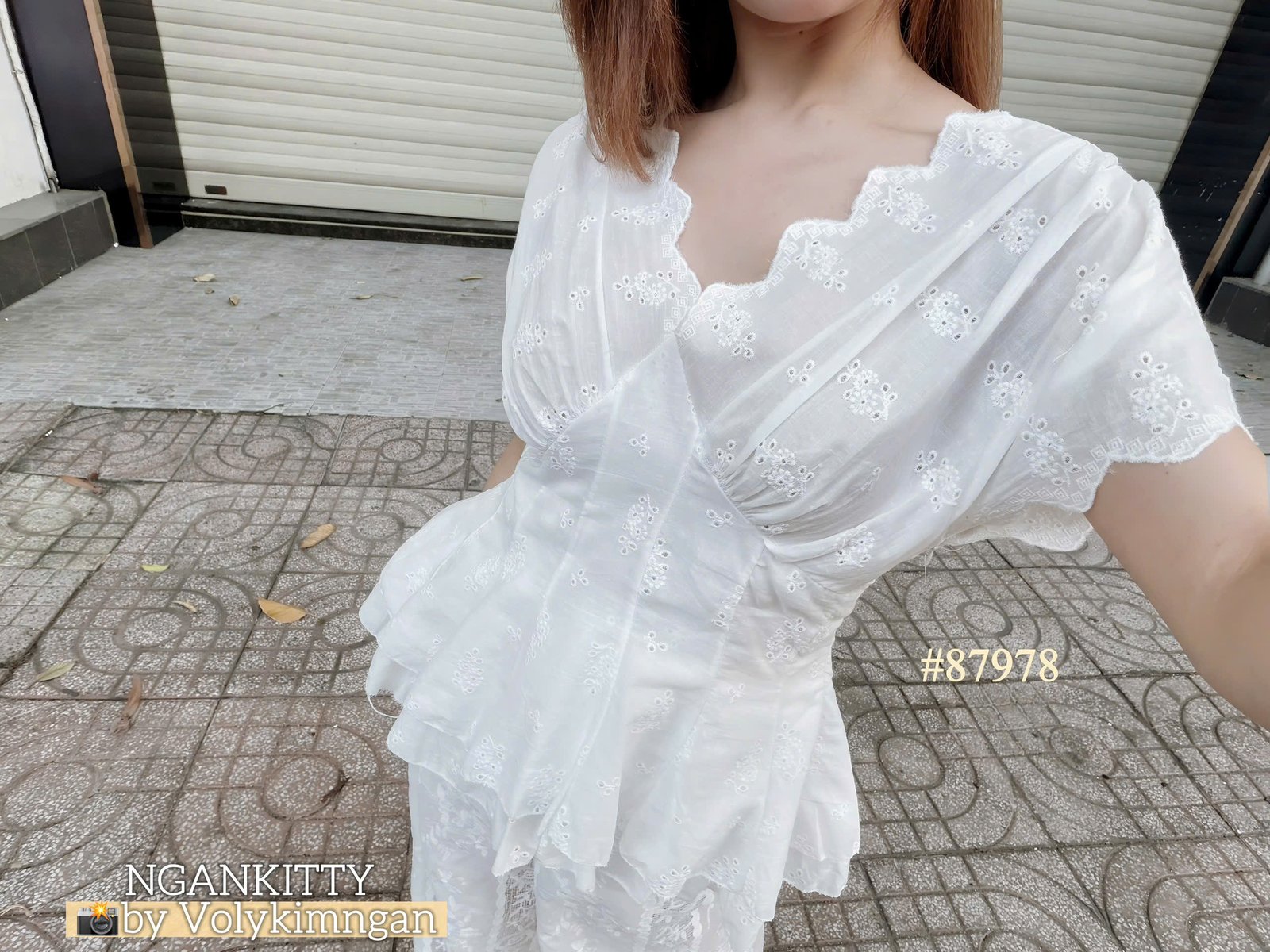 Set xô thêu cổ V quần ren - Ảnh 5