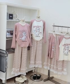 Set mèo BONJOUR quần sọc lai ren bèo