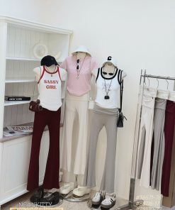Quần legging loe lật lưng