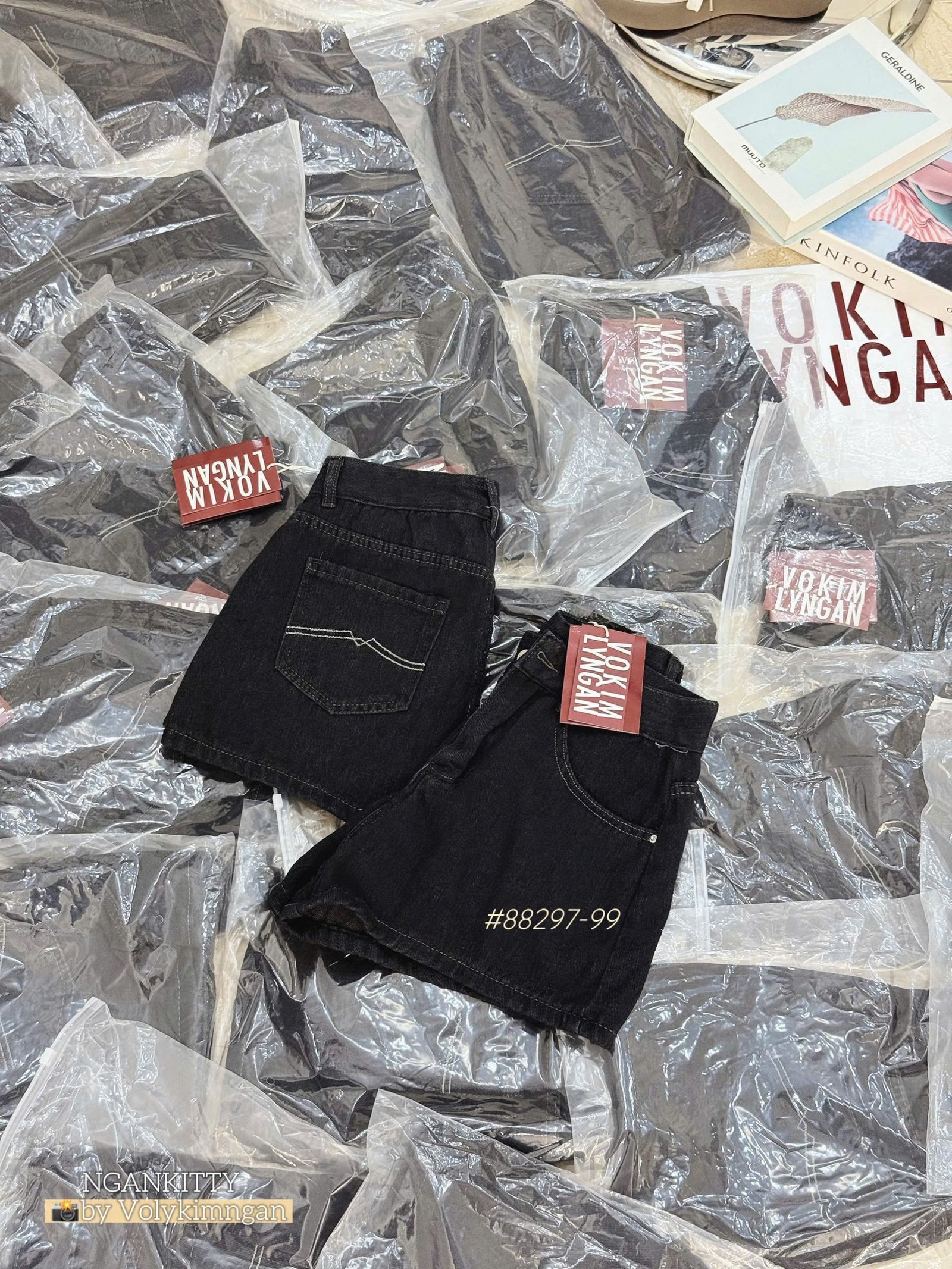 Quần short jean túi sau kiểu - Ảnh 7