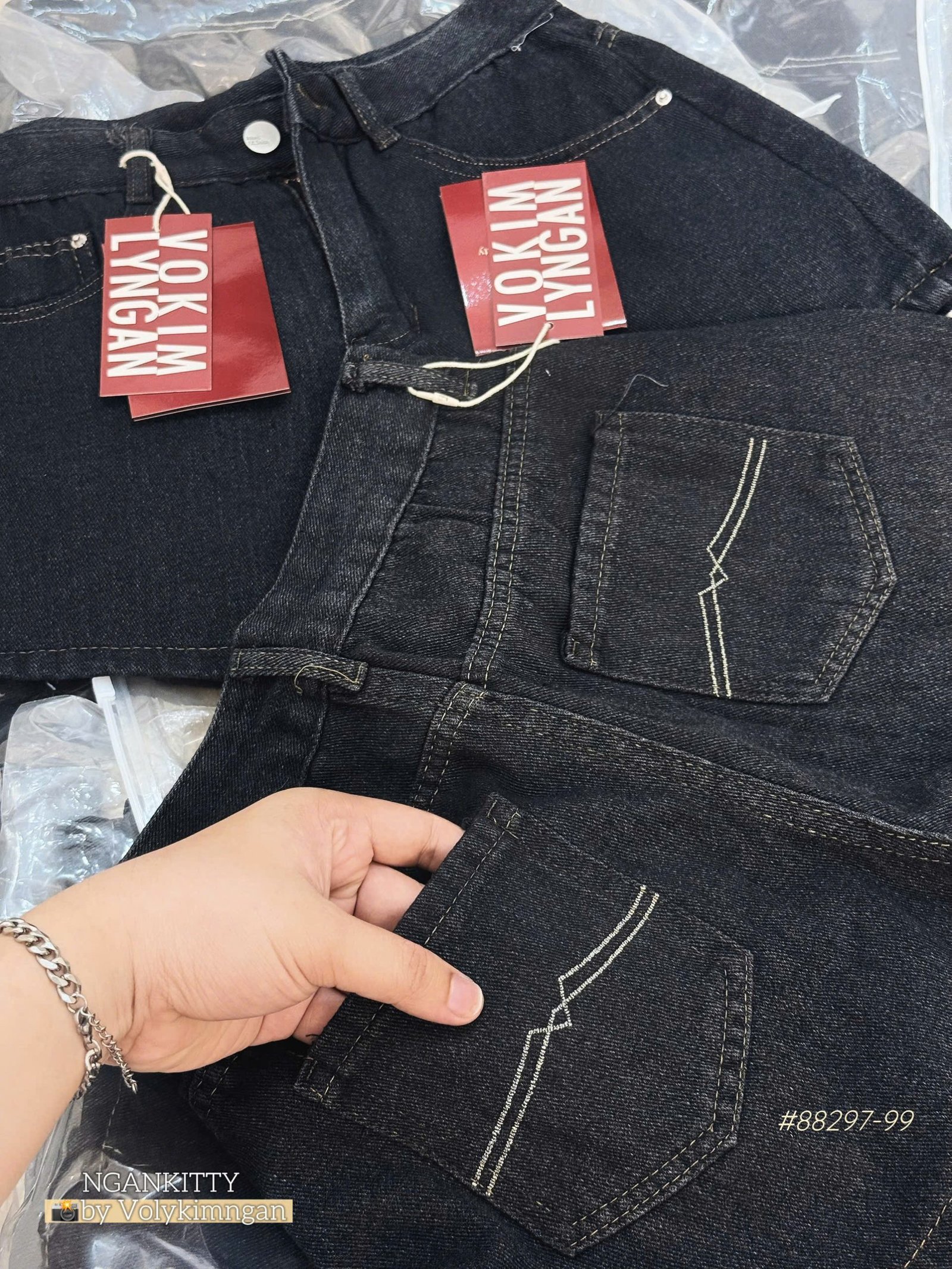 Quần short jean túi sau kiểu - Ảnh 6