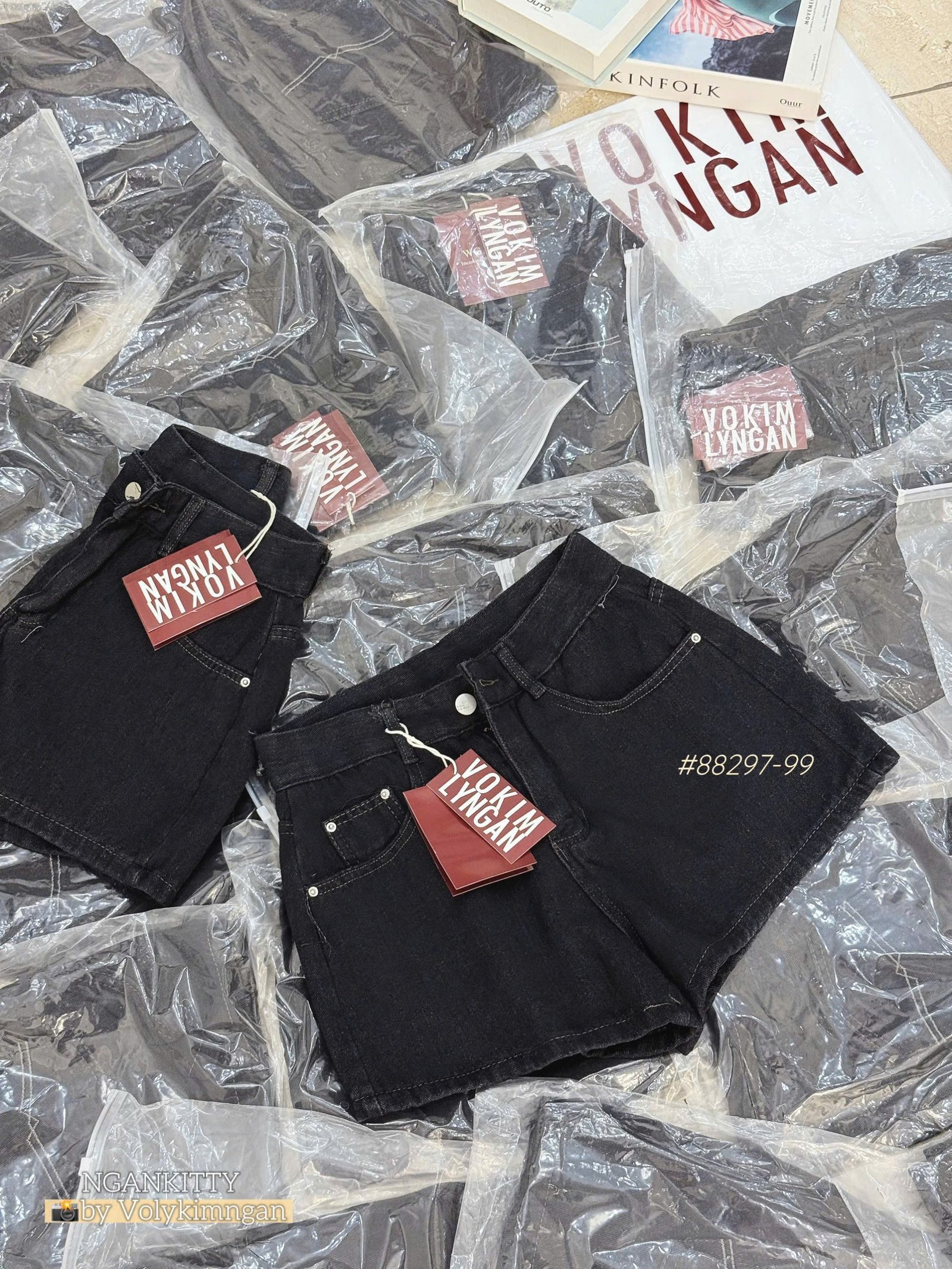 Quần short jean túi sau kiểu - Ảnh 5