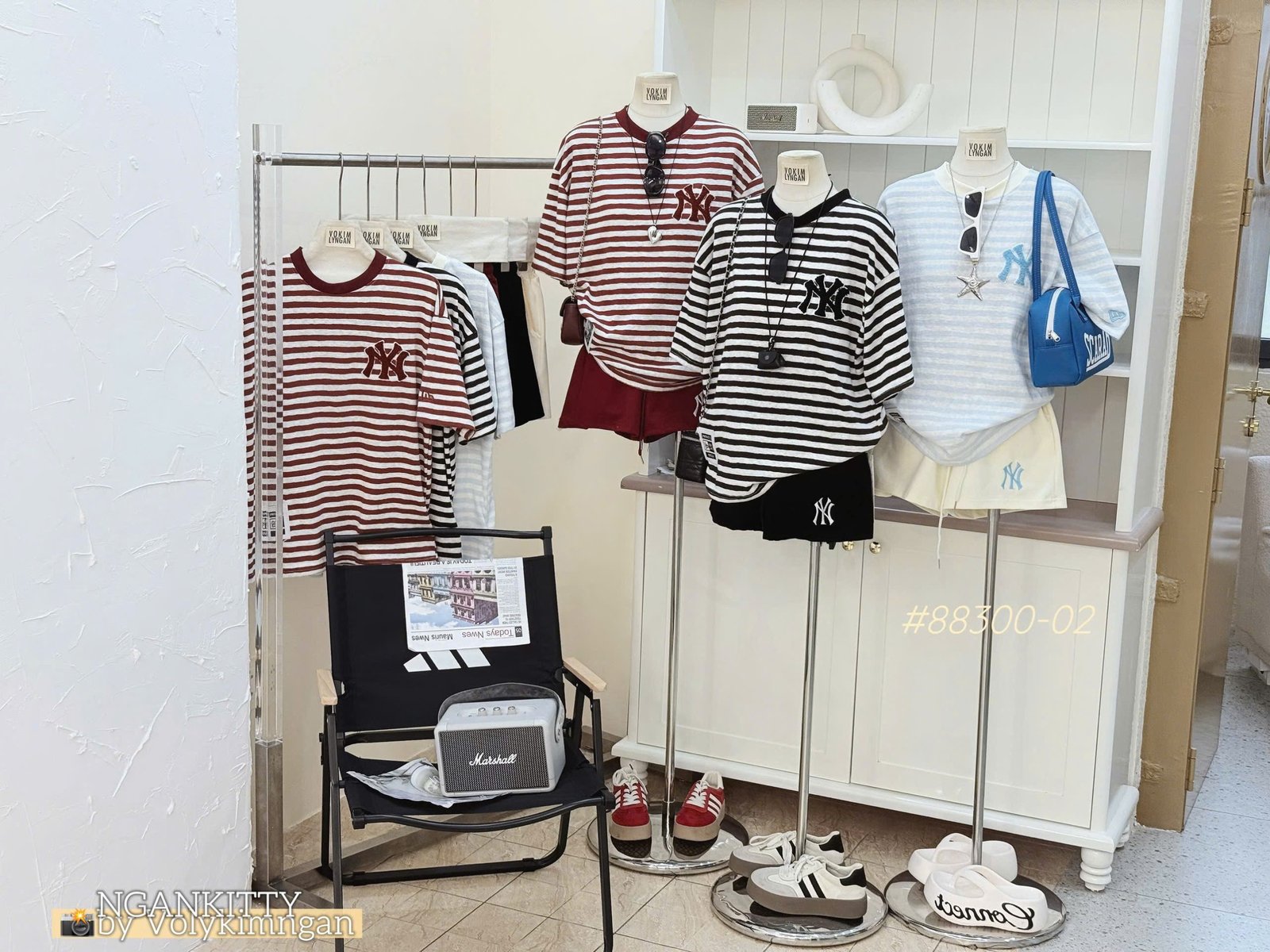 Set short sọc NY thêu xù