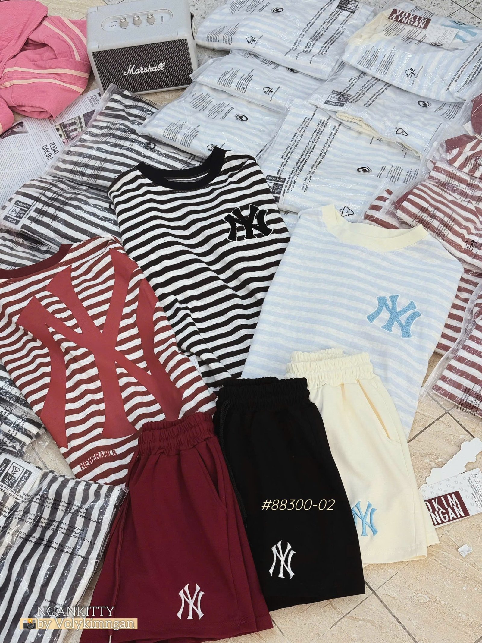 Set short sọc NY thêu xù - Ảnh 3