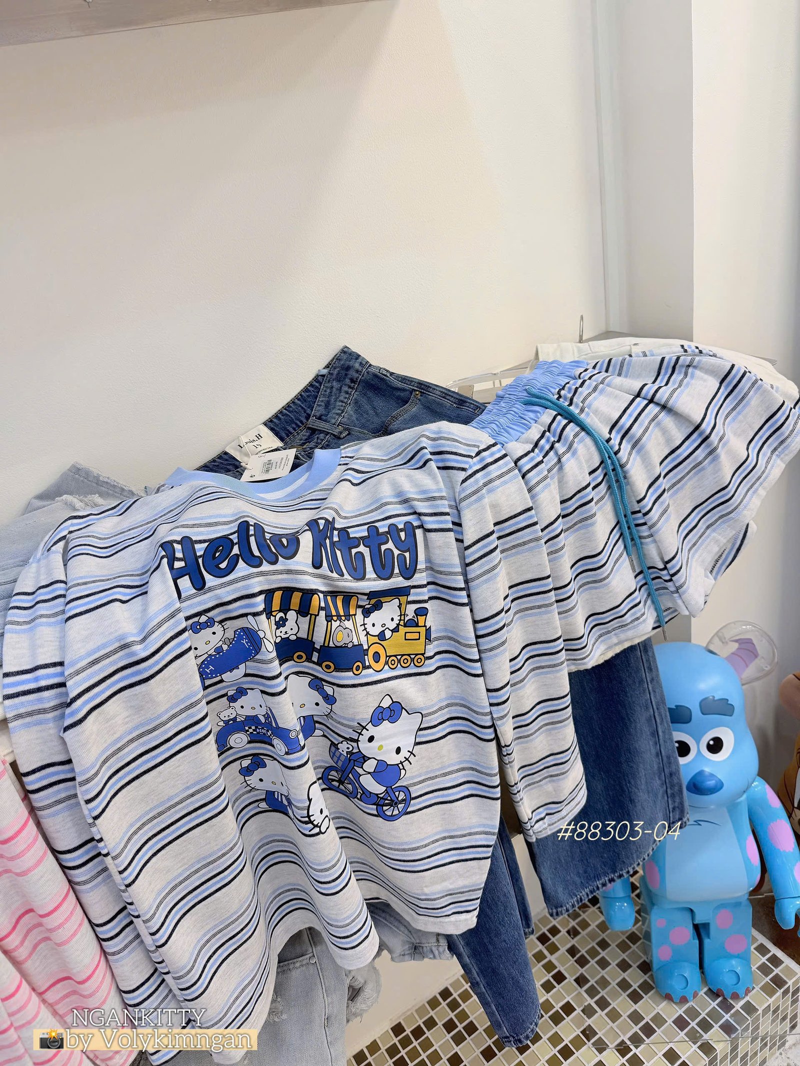 Set short sọc Hellokitty tàu hoả - Ảnh 4