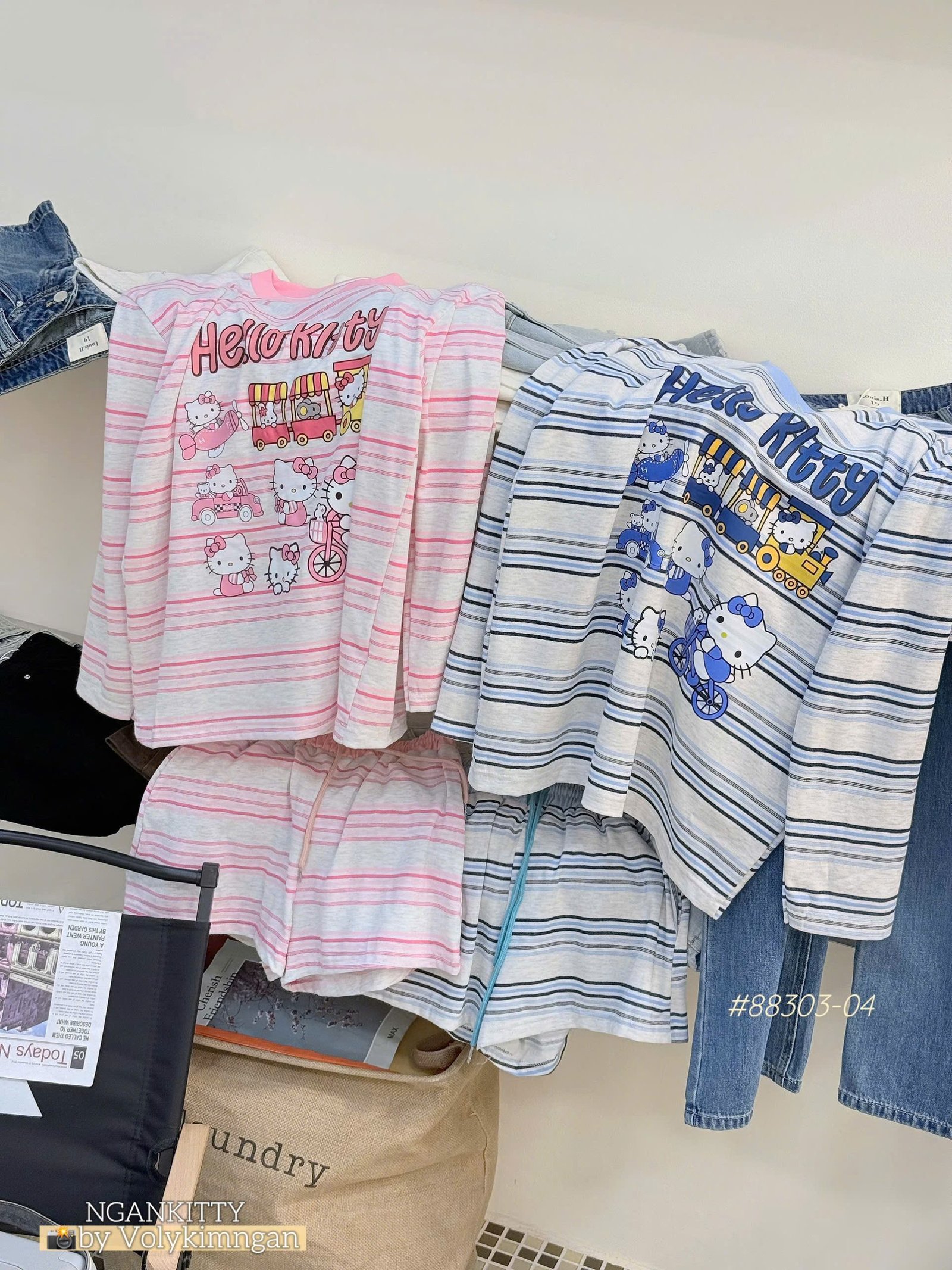 Set short sọc Hellokitty tàu hoả - Ảnh 2