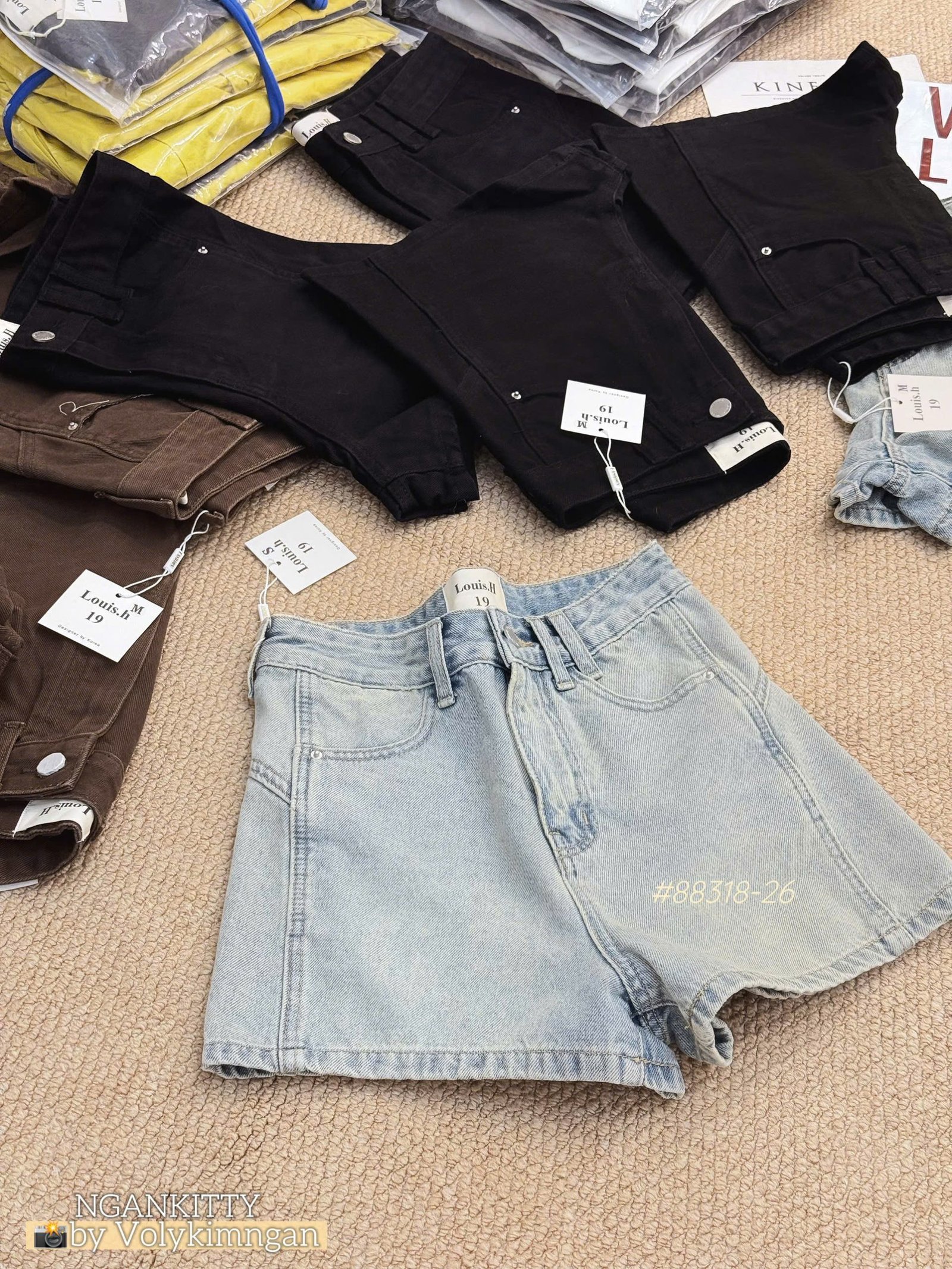 Quần short jean mix túi kiểu - Ảnh 3