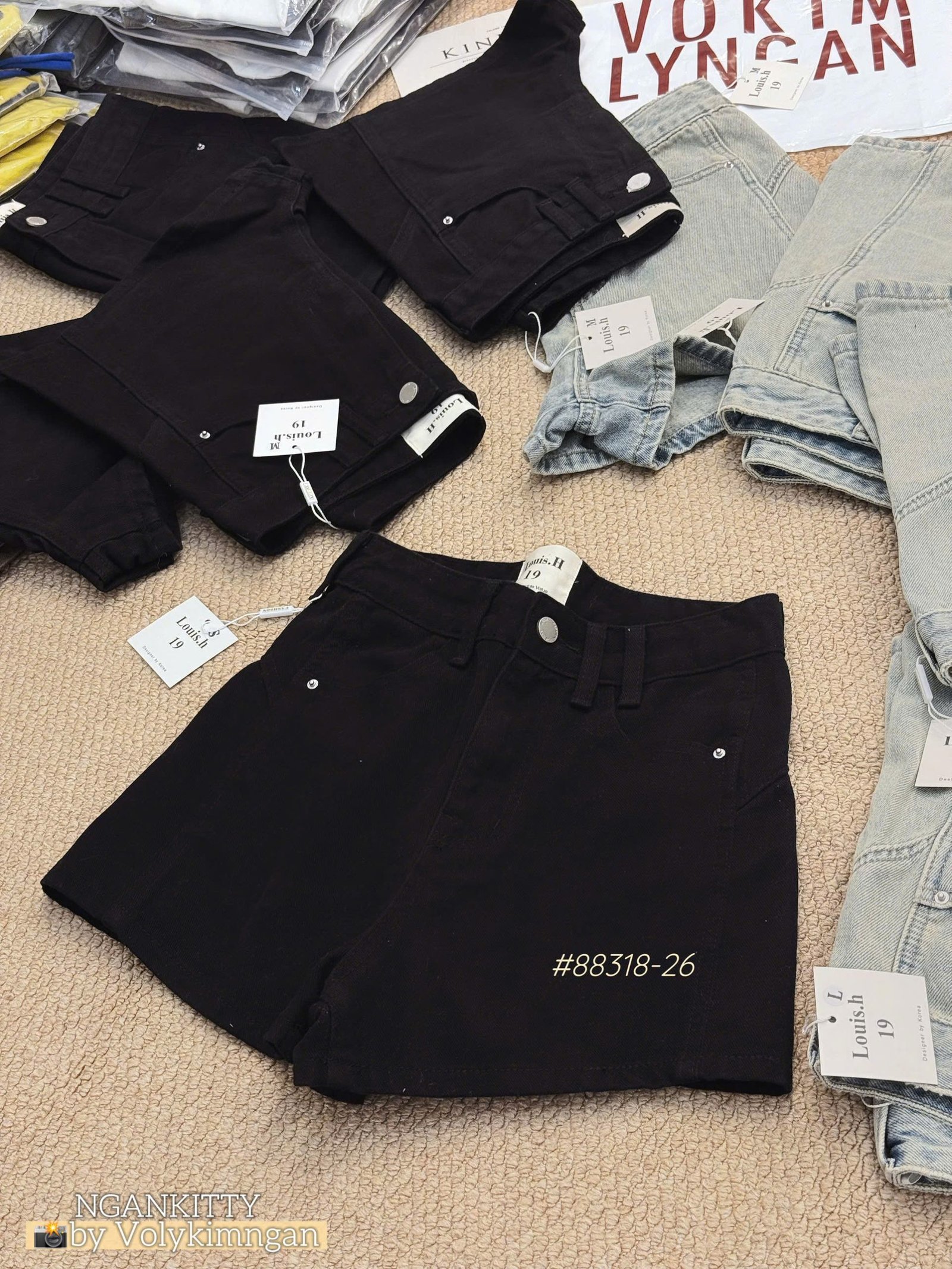 Quần short jean mix túi kiểu - Ảnh 4