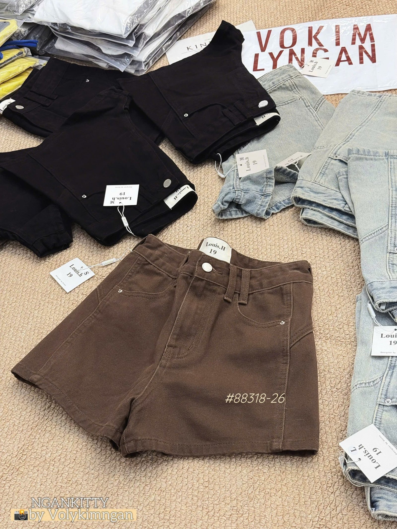 Quần short jean mix túi kiểu - Ảnh 11