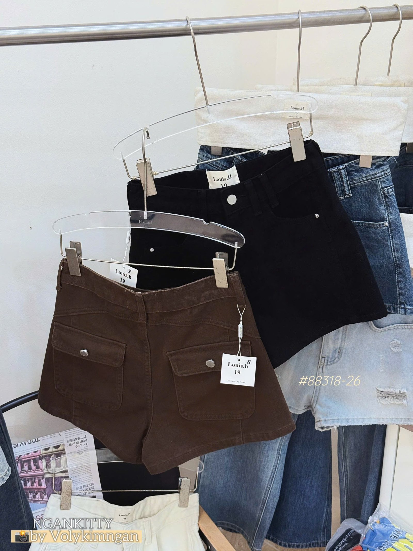 Quần short jean mix túi kiểu - Ảnh 9