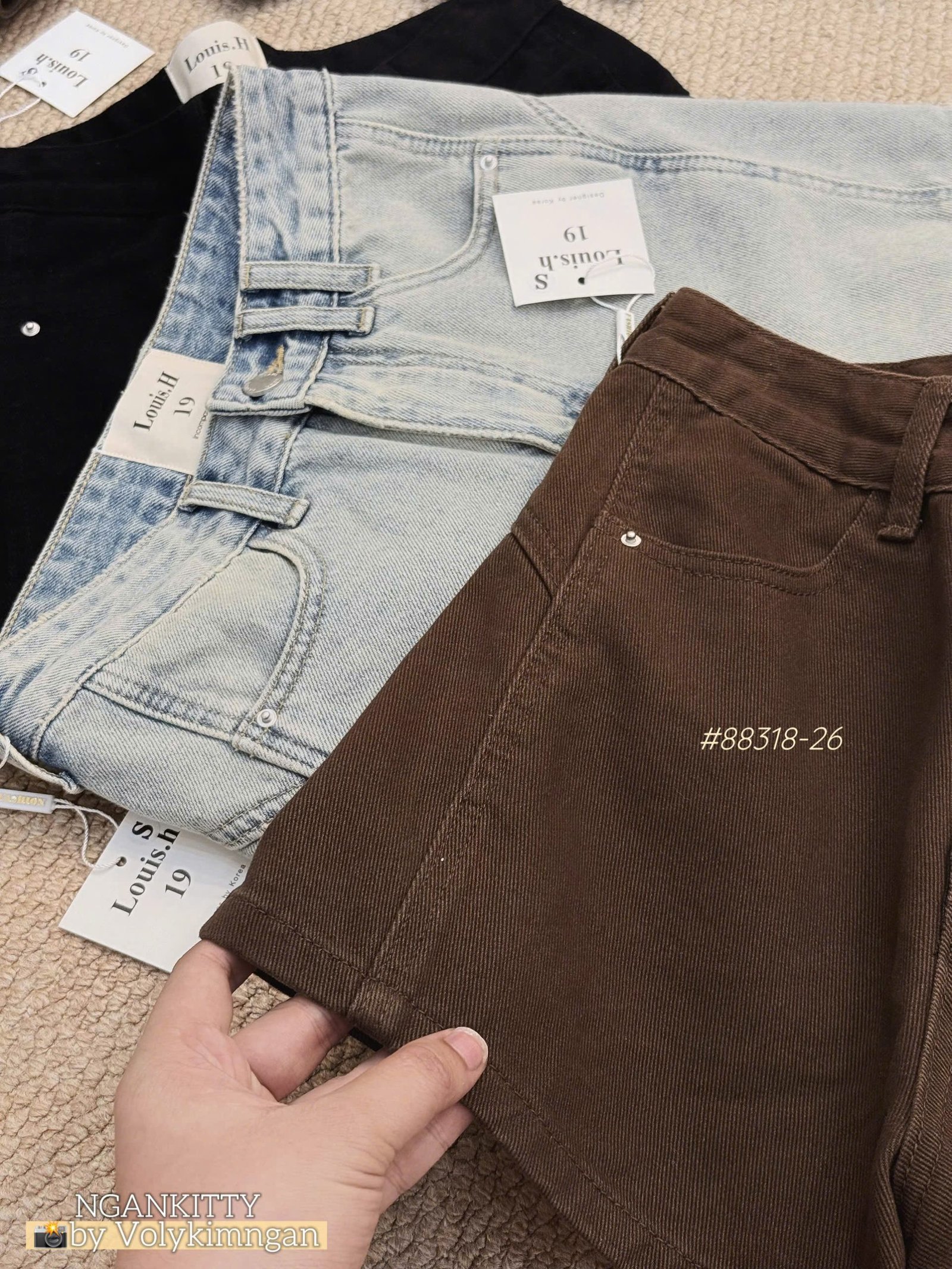 Quần short jean mix túi kiểu - Ảnh 8