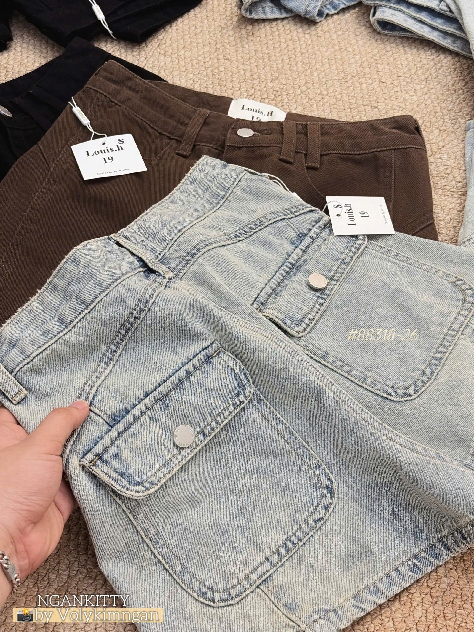 Quần short jean mix túi kiểu - Ảnh 6