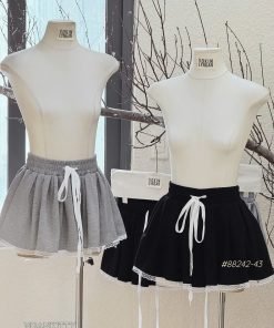 Chân váy thun mix chân ren