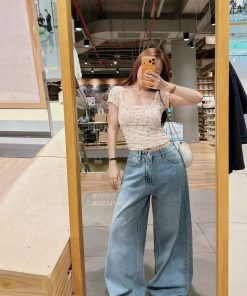 Áo hoa nhí mix ren cổ U