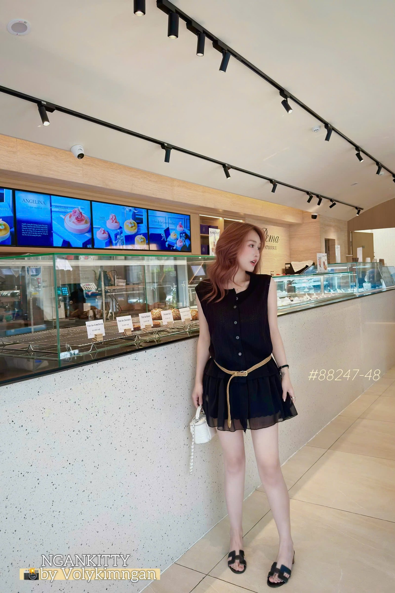 Đầm sn mix chân voan kèm belt