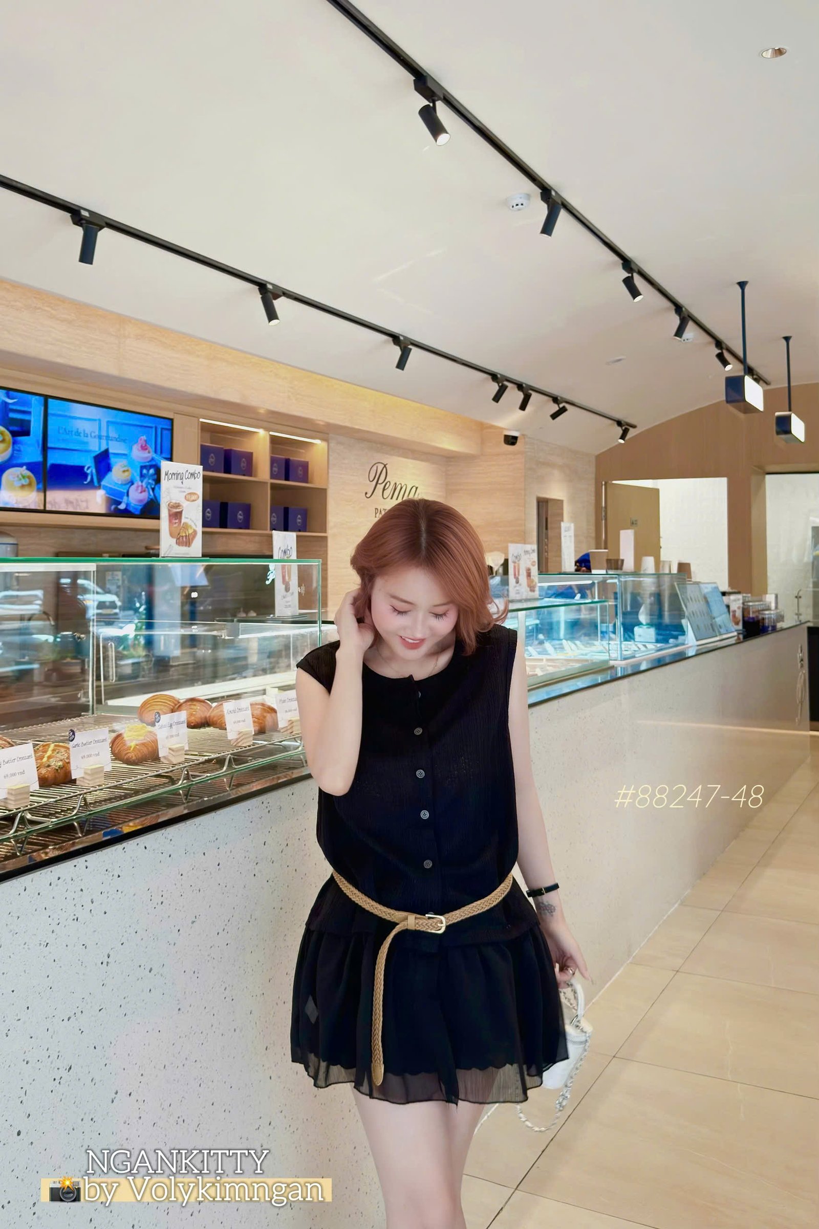 Đầm sn mix chân voan kèm belt - Ảnh 9