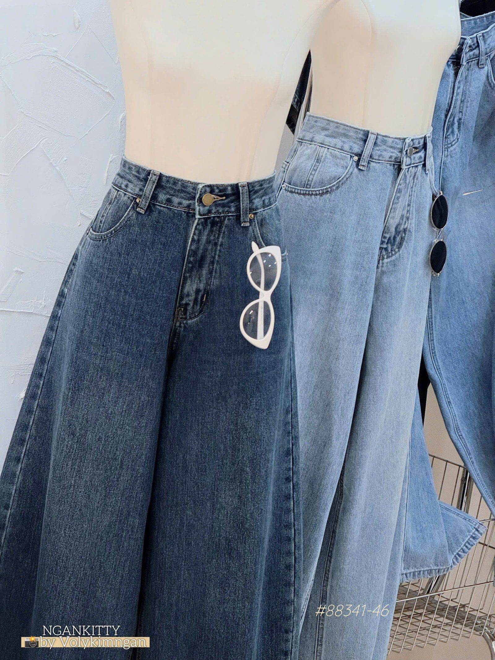 Quần jean baggy ngố túi kiểu - Ảnh 4