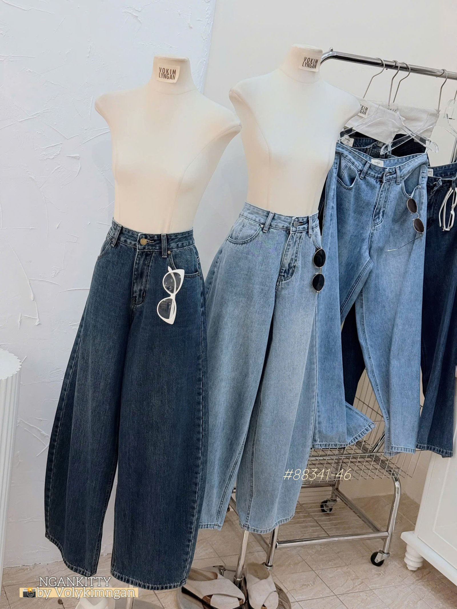 Quần jean baggy ngố túi kiểu - Ảnh 3