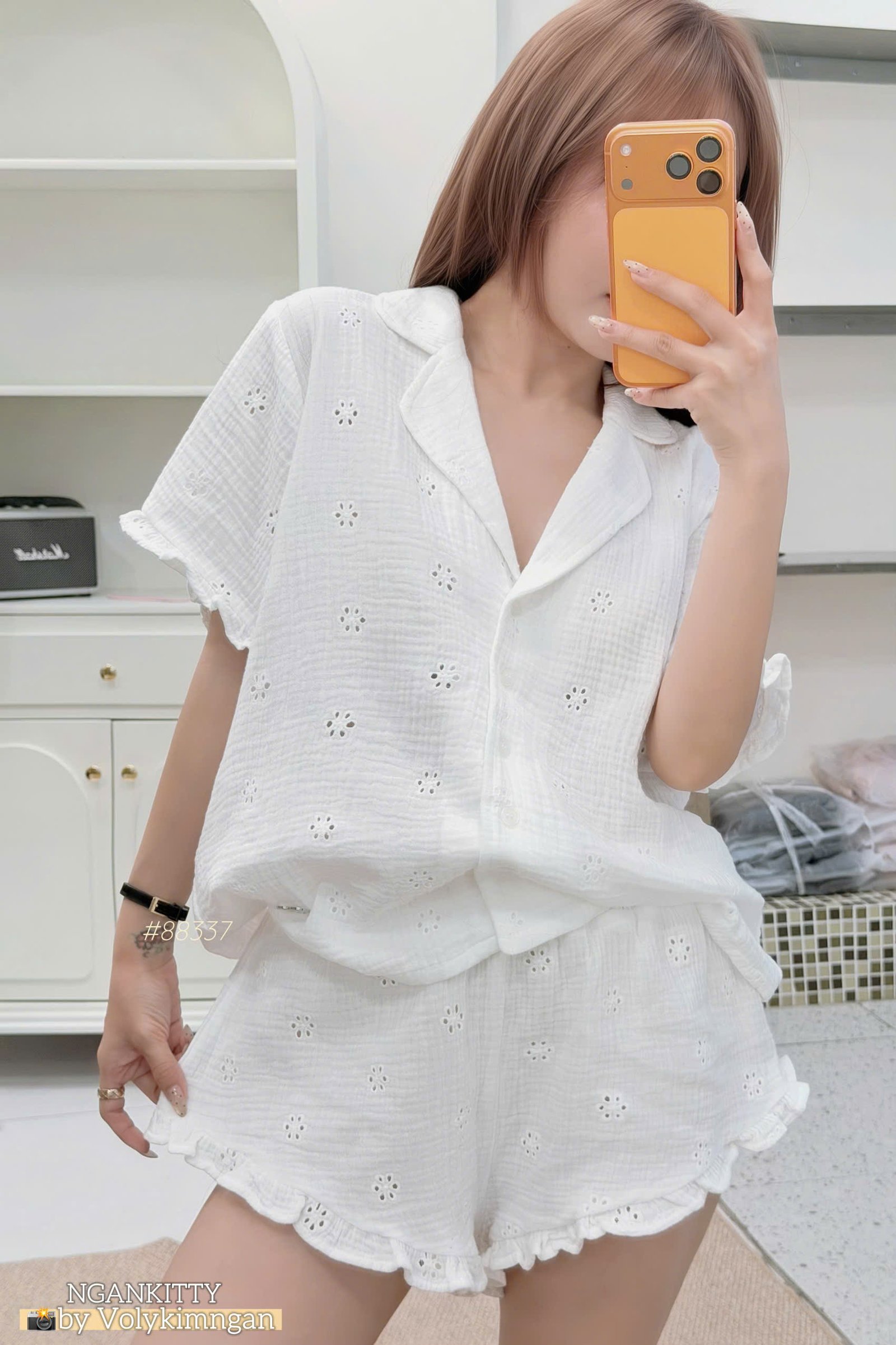 Set sơmi lỗ viền bèo - Ảnh 4