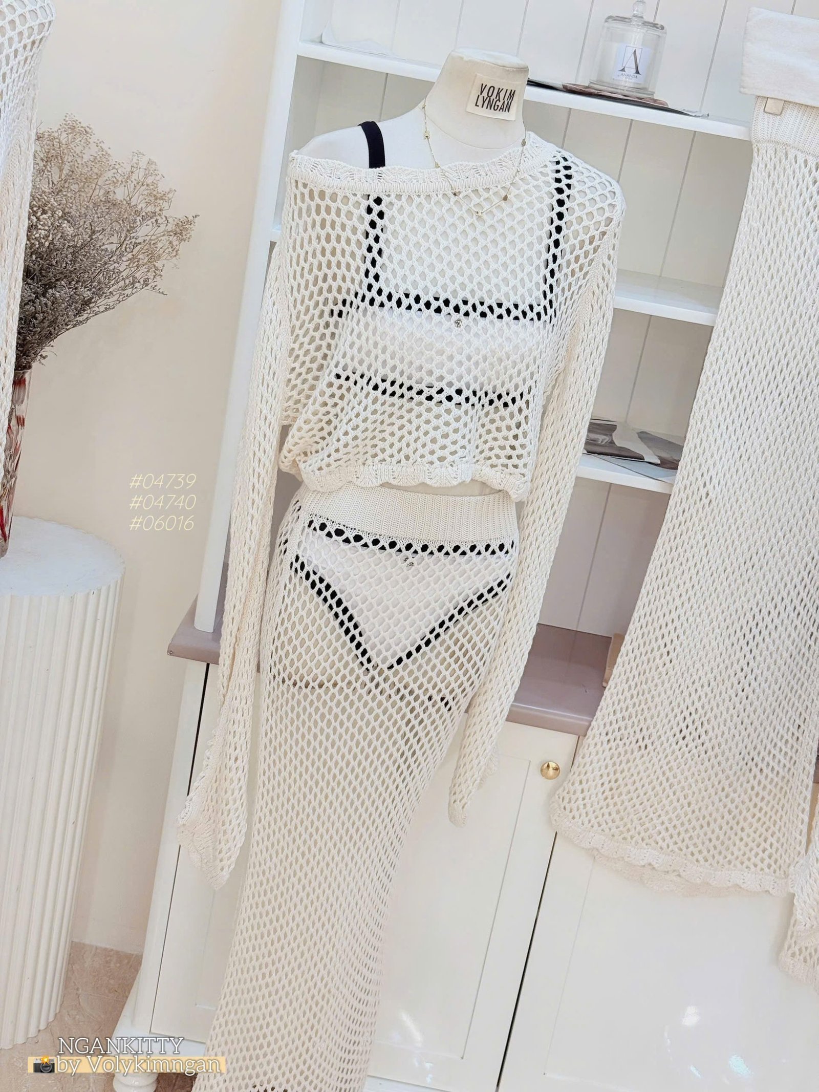 Chân váy len đục lỗ - Ảnh 3