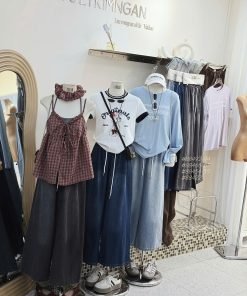 Quần denim suông wax nhẹ