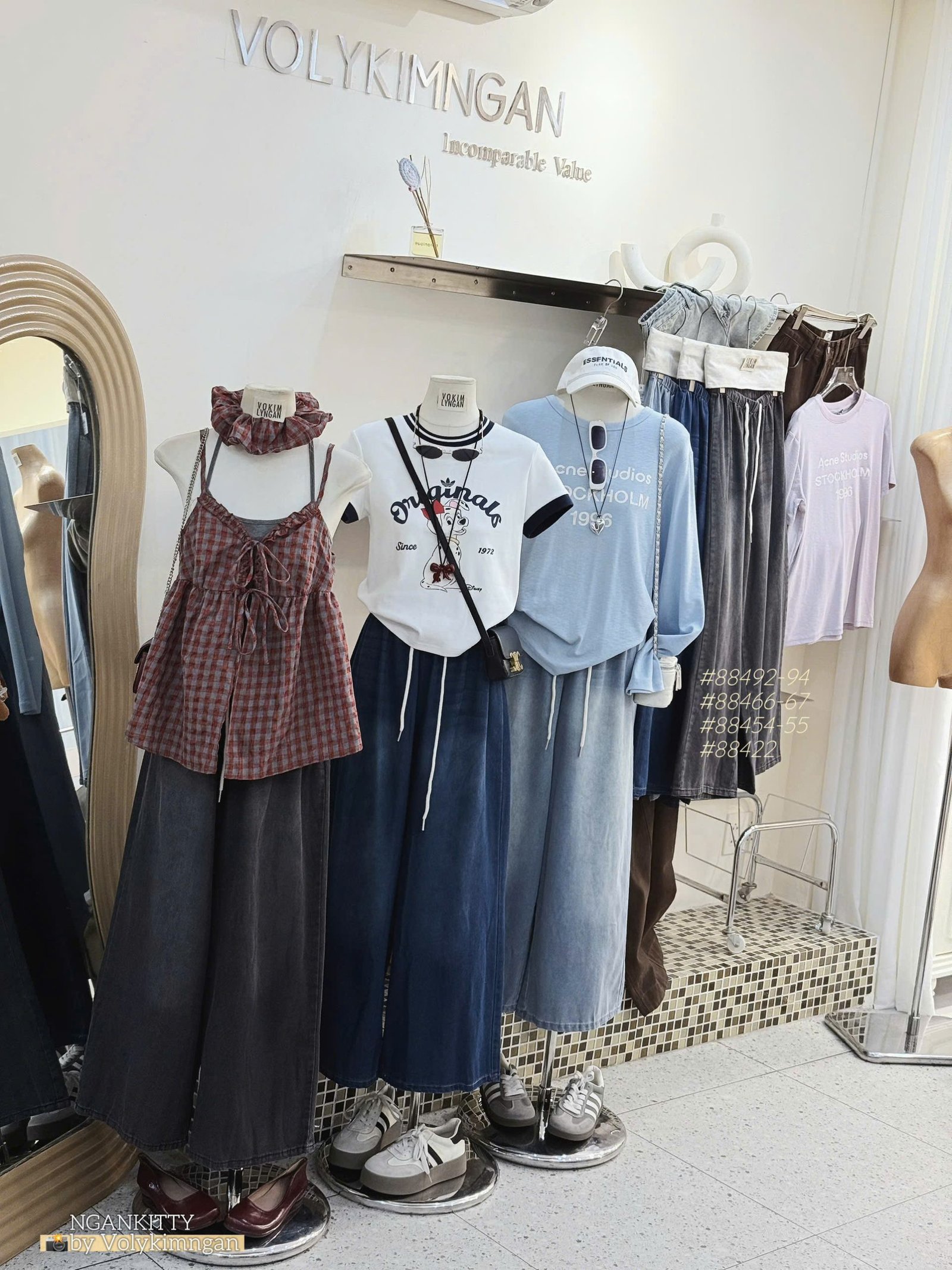 Quần denim suông wax nhẹ