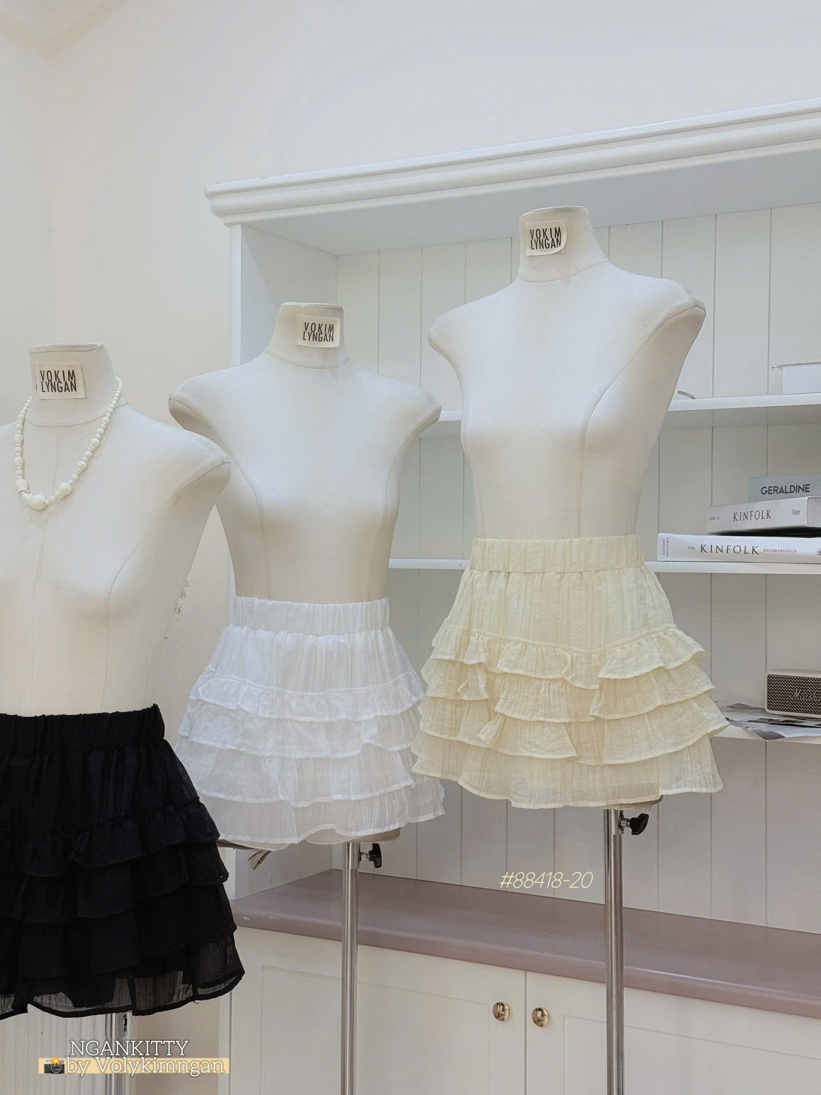 Quần váy linen tầng
