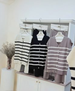 Set sn sọc montergi cadigan nút