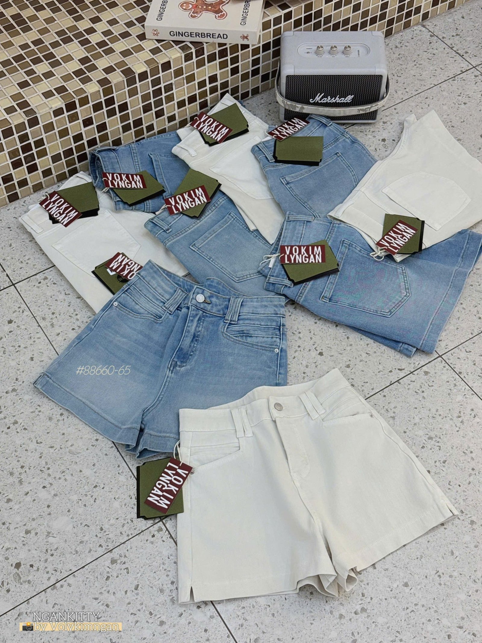 Quần short jean túi mổ