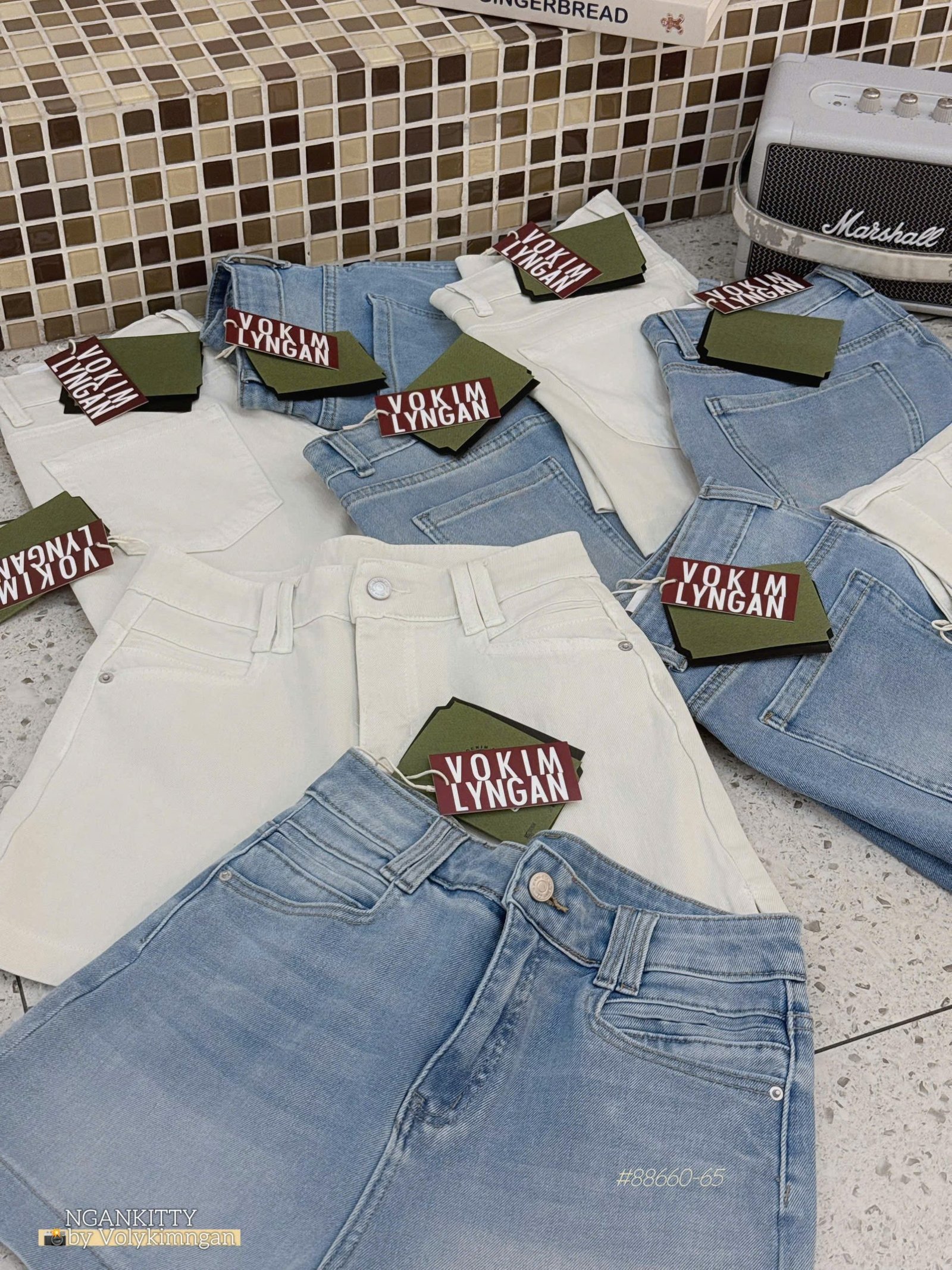Quần short jean túi mổ - Ảnh 5