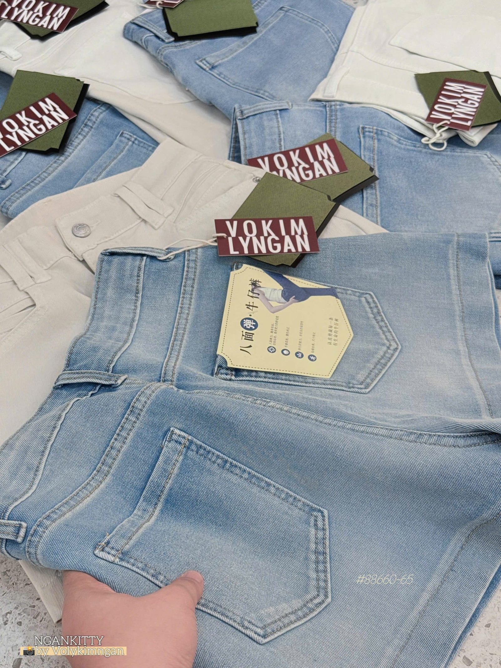Quần short jean túi mổ - Ảnh 6