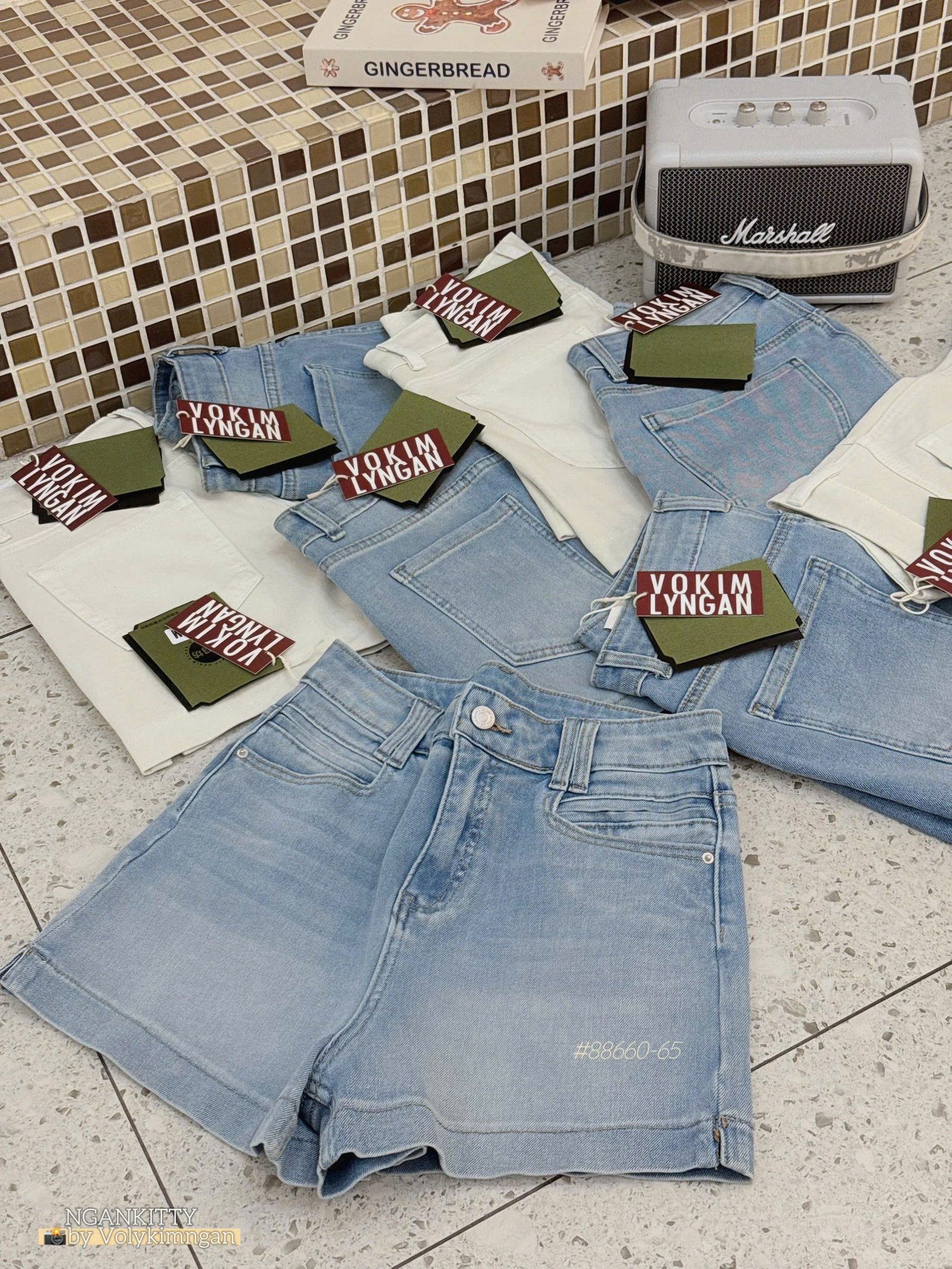 Quần short jean túi mổ - Ảnh 7