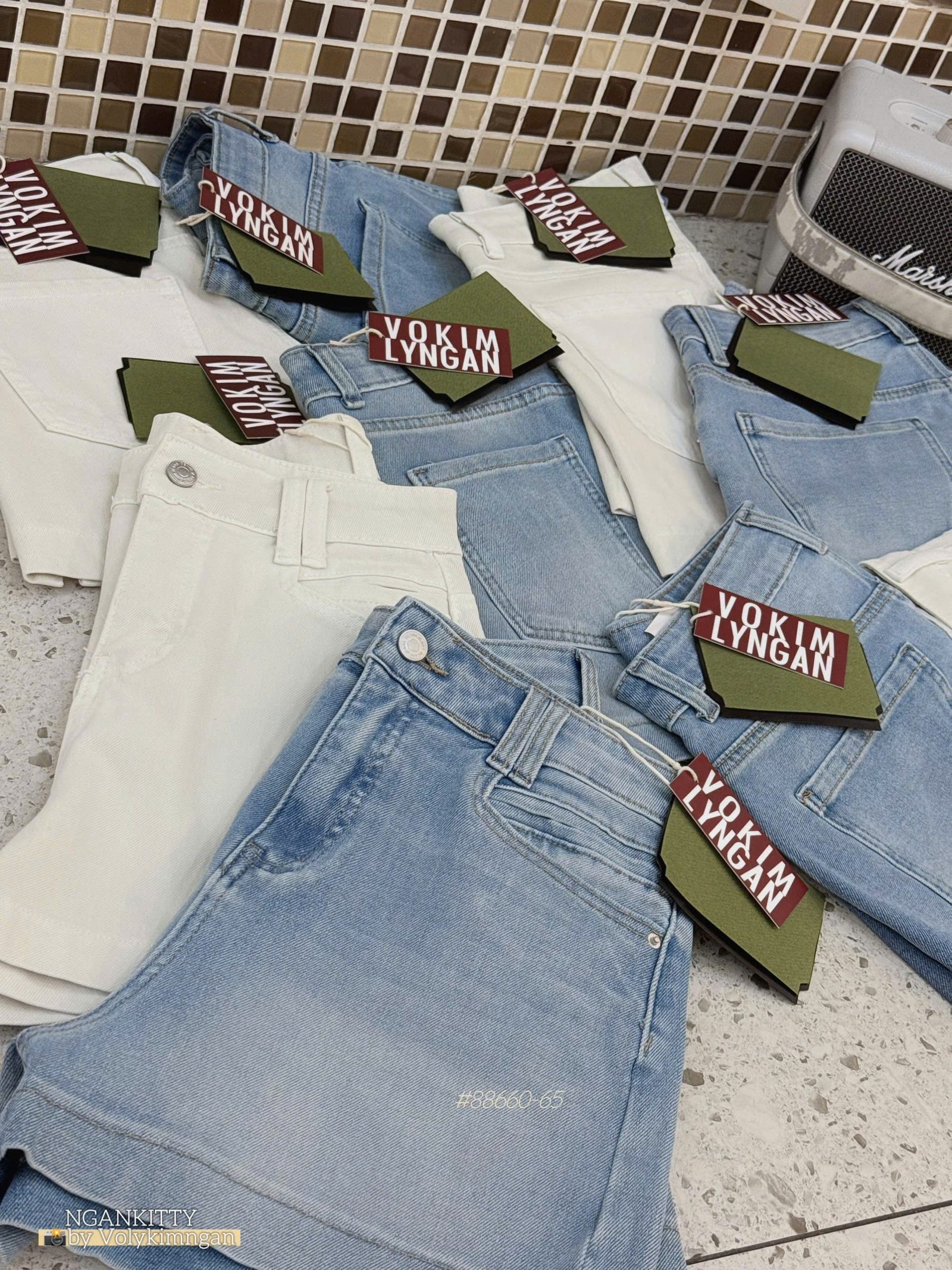 Quần short jean túi mổ - Ảnh 8