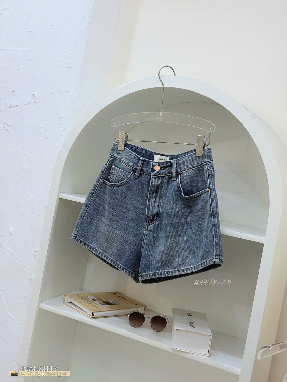 Quần short jean mix túi kiểu - Ảnh 8