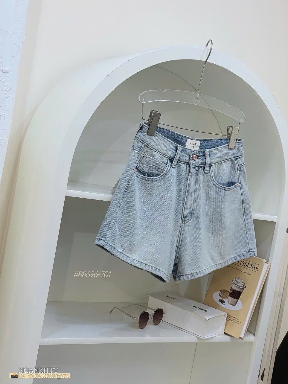 Quần short jean mix túi kiểu - Ảnh 6